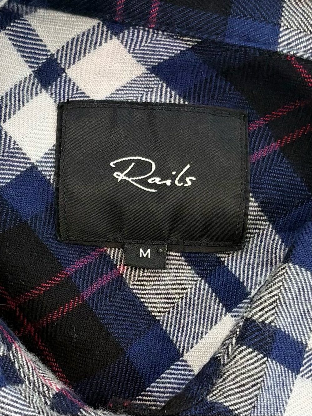 RAILS Hunter Plaid Flannel Button Up Shirt Medium Blue Pink White Rayon - Picture 5 of 10